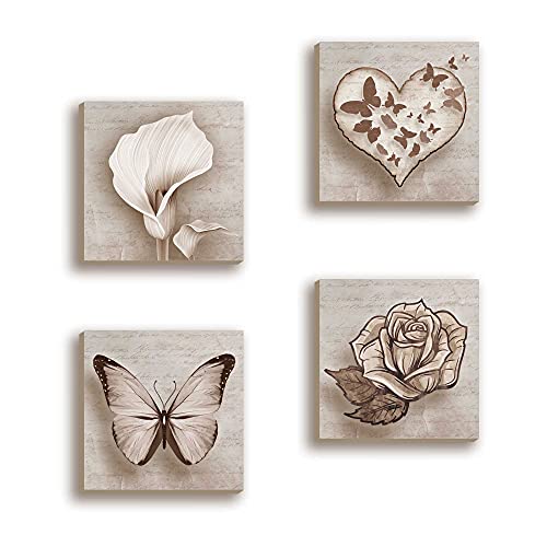Lupia - Set 4 Quadri Moderni Shabby su Carta Telata, Pronti da Appendere, Decorazione Originale per Cucina e Ufficio, 16x16 cm, Carta, Idea Regalo bomboniera, Farfalla Calla rosa e Cuore Lupia - Set 4 Quadri Moderni Shabby su Carta Telata, Pronti da Appendere, Decorazione Originale per Cucina e Ufficio, 16x16 cm, Carta, Idea Regalo bomboniera, Farfalla Calla rosa e Cuore von Lupia