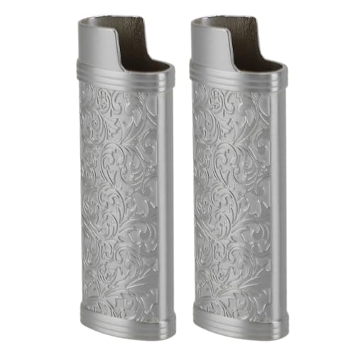 2 Stück Metall Feuerzeug Fall Abdeckung Halter mit Vintage Floral gestempelt, Zink-Legierung Shell Feuerzeug Hülse, Feuerzeug Fall Cover Vintage-Stil Feuerzeug Fall Abdeckung für Feuerzeug Schutz von Luqeeg