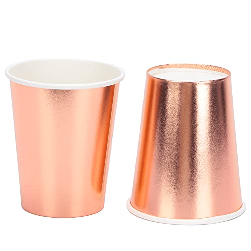 20 Stück Pappbecher Bunte Einweg-Partybecher für Heiße und Kalte Getränke Tee Kaffee Wasser Milch Saft Geeignet für Picknick Home Party Geburtstag Hochzeitstag Weihnachten (Roségold) von Luqeeg