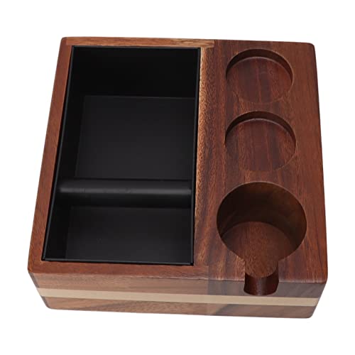 4-in-1-Espresso-Klopfbox, Kaffee-Klopfbox aus Holz, Espresso-Zubehör-Organizer-Box, Anti-Rutsch-Kaffee-Tamping-Station, Kaffeesatzbehälter für Restaurant, Bar, Kantine von Luqeeg