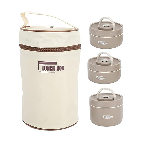 Box aus 304 Edelstahl, Tragbare Lunchbox für Erwachsene mit Thermotasche, Separat stapelbarer Lunch-Behälter, Auslaufsicherer isolierter Lebensmittelbehälter (Tiefe Kaffeefarbe) von Luqeeg