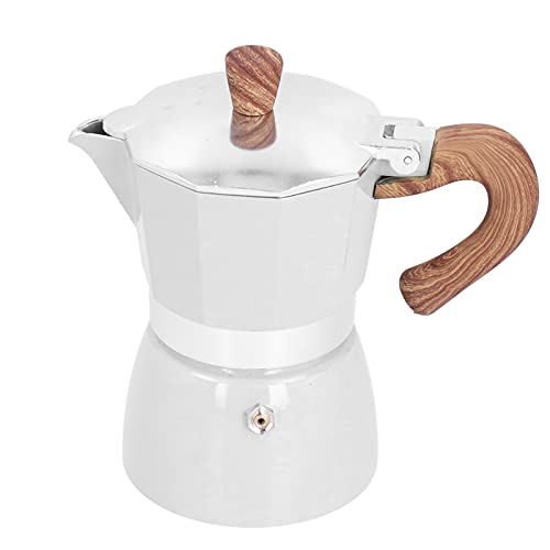 Espressokocher Induktion Geeignet, Italienische Espressomaschine für Herdplatte, Moka Kaffeekanne Kaffeemaschine, Aluminium, 3 Tassen(Weiß) von Luqeeg