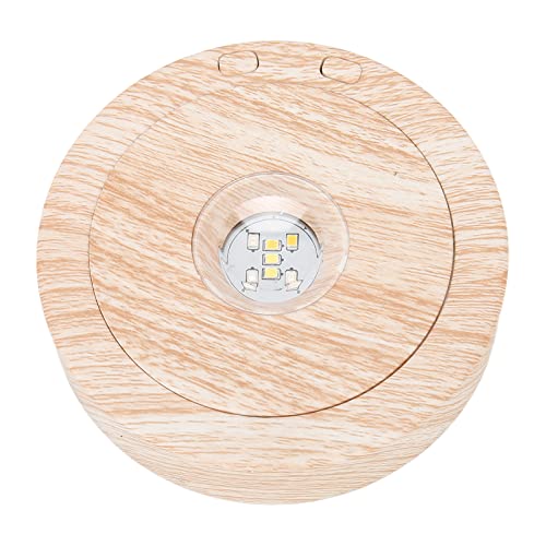 Holz-Licht-Ausstellungssockel, LED-runder 360-Grad-Dreh-Ausstellungsständer, Exquisiter Kristallglas-Lichtsockel mit Buchenmaserung für Kunstglas, Kristallstatuen, Schmuck von Luqeeg