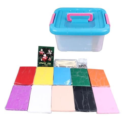 Luqeeg 10 Farben Modeling Ton Set, Einfache Mouldbare Polymer Ton Sicherheitsfreundlichkeits Eco Kit mit 5 Arten von Bildhauerwerkzeugen und Materialset für Kinder über 3 Jahre Alt und von Luqeeg