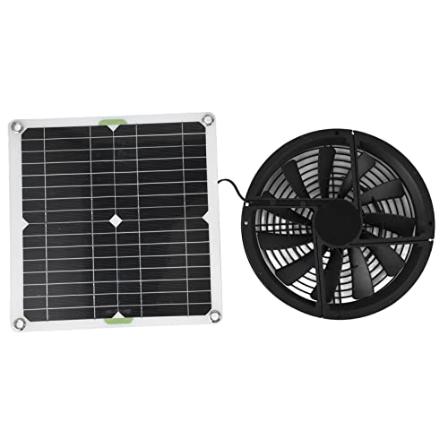 Luqeeg 100W Solarpanel Ventilator Bausatz, Wetterfest Solarbetrieben Dachboden Ventilator, 12V 10 Zoll Solarpanel Abluftventilator für kleine Hühnerställe Gewächshäuser Schuppen Haustier Häuser von Luqeeg
