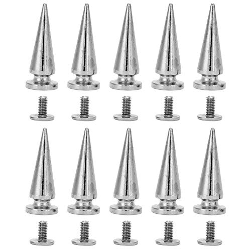 Luqeeg 10er-Set 10 X 26 Mm Kupfernieten-Metallbolzen, Baumförmiges Nietenmaterial-Zubehör, Kegel-Spikes-Schraubnieten mit Schraubensatz für Selbstgemachte Taschen, Kleidung, (10 * 26 mm Silber) von Luqeeg