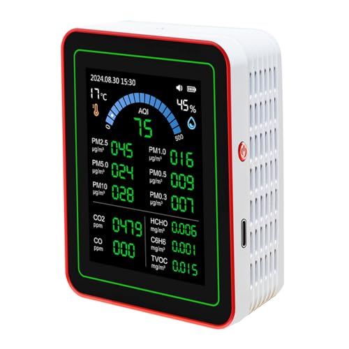 Luqeeg 18 in 1 Luftqualitätsmesser, CO2 -CO2 -TV2.5 Tester in Indoor TV2.5 mit Batterie, Datenkurve Display, Echtzeitüberwachungspeicher für Home Office Luqeeg 18 in 1 Luftqualitätsmesser, CO2 -CO2 -TV2.5 Tester in Indoor TV2.5 mit Batterie, Datenkurve Display, Echtzeitüberwachungspeicher für Home Office von Luqeeg
