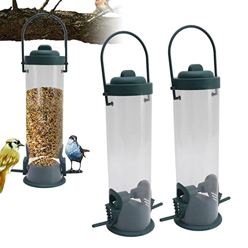 Luqeeg 2 Stück Röhren-Vogelfutterspender Zum Aufhängen Im Freien, Eichhörnchensichere Vogelfutterspender für den Garten, Hof Im Freien, Transparente Hängende Finken-Futterspender von Luqeeg