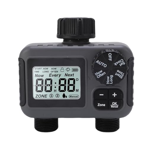 Luqeeg 2 Zone Sprinkler Timer, Programmierbarer Wassertimer für Gartenschlauch, IPX5 -Timer für Wasserschlauch mit Regenverzögerung, Manuelles Bewässerung und Automatische Bewässerung für Rasen, Hof Luqeeg 2 Zone Sprinkler Timer, Programmierbarer Wassertimer für Gartenschlauch, IPX5 -Timer für Wasserschlauch mit Regenverzögerung, Manuelles Bewässerung und Automatische Bewässerung für Rasen, Hof von Luqeeg
