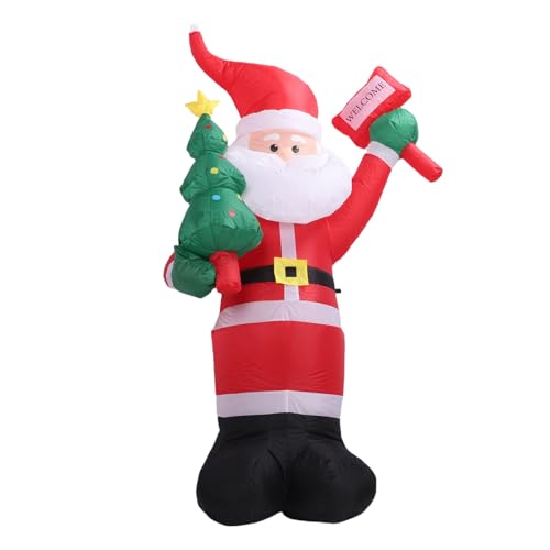 Luqeeg Aufblasbare Weihnachtsmann-Deko für Unterschiedliche Wetterbedingungen Weihnachtsmann-Deko aus Hochfestem Polyester mit Hoher Luftdichtheit für Fenster, (EU -Stecker 220 V) von Luqeeg