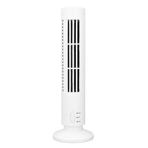 Luqeeg Desktop-Turmventilator, Flügelloser Standventilator, 2 Geschwindigkeiten Einstellbarer Tischventilator Tragbarer Elektrischer Oszillierventilator für Schlafzimmer, Heimbüro (WHITE) von Luqeeg