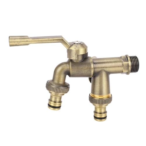 Luqeeg Doppel-Wasserhahn-Set, 3/4 Zoll Einlass Wandmontage Messing Frostsicher Außenbereich Antik-Stil Wasserhahn-Verteiler mit 2 25MM Ausgängen für Garten Industrie Haushalt Luqeeg Doppel-Wasserhahn-Set, 3/4 Zoll Einlass Wandmontage Messing Frostsicher Außenbereich Antik-Stil Wasserhahn-Verteiler mit 2 25MM Ausgängen für Garten Industrie Haushalt von Luqeeg