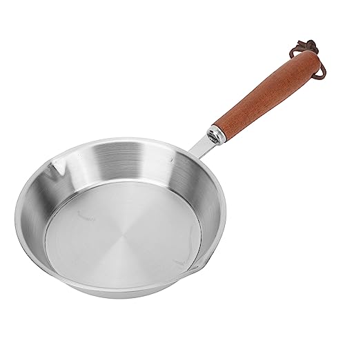 Edelstahl-Bratpfanne, Mini-Antihaft-Brat-Eierpfanne, Kompatibel mit Induktionsherden, Gasherden, Pfanne mit Ergonomischem Griff für Haushalt und Restaurant (16CM) von Luqeeg