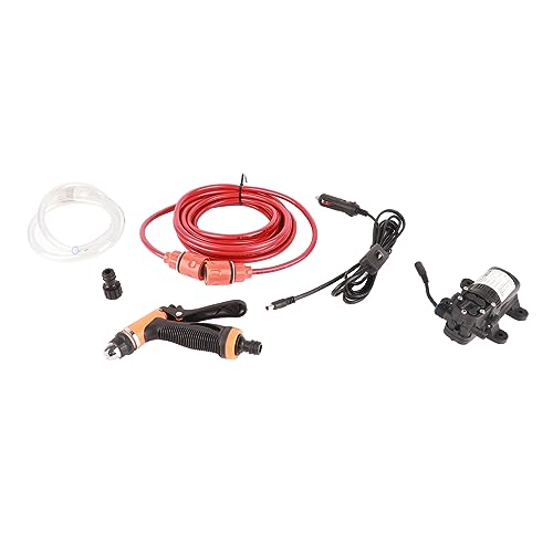 Luqeeg Elektrischer Hochdruckreiniger 12 V 80 W 130 PSI, Kraftvolles Waschen Tragbare Waschmaschine mit 6 m PVC-Schlauch Überstromschutz Autowaschanlage für Haus Garten Pool von Luqeeg
