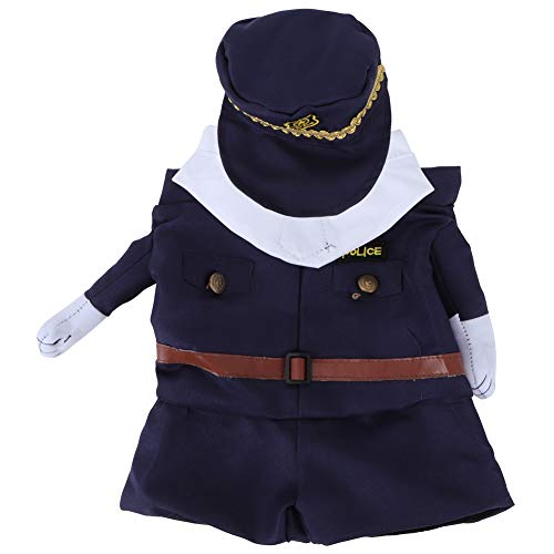 Luqeeg Haustier Halloween Kleidung, Pet Cop Lustiges Kostüm mit Polyester, Empfindliches Overlock Nähen, Mehrere Größen, Long Service Life for Cats Dogs Festival Tägliche (XL Marineblauer Polizist) von Luqeeg