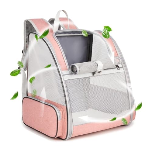 Luqeeg Haustier Tragerucksack Polyestermaterial mit Atmungsaktivem Netzgewebe Faltbar Multifunktional Welpen Rucksacks Katzenbox Leicht für Reisen Wandern Camping Outdoor (PINK) von Luqeeg