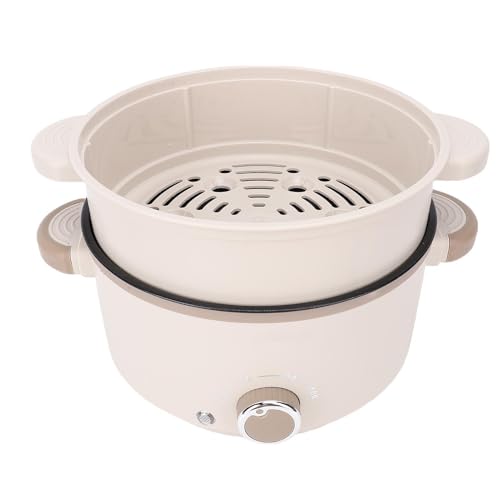 Luqeeg Hot Pot Electric mit Dampfkorb, 3L Große Kapazität Anti -Verbricht -Anti -Stick -Elektro -Ramen -Kocher mit Doppelschicht -Anti -Verbrichtungsdesign für Nudelsuppe (EU -Stecker 220 V) von Luqeeg