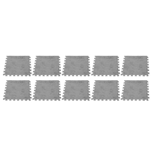 Luqeeg Ineinander Greifende Teppichfliesen Aus Plüschschaum 10 Stück Eva-Schaum Weiche, Zottelige, Flauschige Schaumstoffmatten mit Plüschmaterial rutschfeste Oberflächen (Gray) von Luqeeg