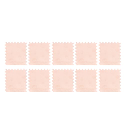 Luqeeg Ineinander Greifende Teppichfliesen Aus Plüschschaum 10 Stück Eva-Schaum Weiche, Zottelige, Flauschige Schaumstoffmatten mit Plüschmaterial rutschfeste Oberflächen (Leichte Bräune) von Luqeeg