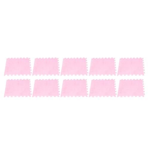 Luqeeg Ineinander Greifende Teppichfliesen Aus Plüschschaum 10 Stück Eva-Schaum Weiche, Zottelige, Flauschige Schaumstoffmatten mit Plüschmaterial rutschfeste Oberflächen (PINK) von Luqeeg