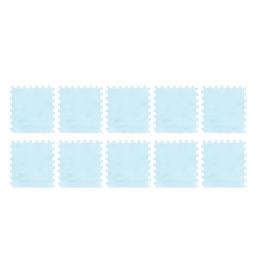 Luqeeg Ineinander Greifende Teppichfliesen Aus Plüschschaum 10 Stück Eva-Schaum Weiche, Zottelige, Flauschige Schaumstoffmatten mit Plüschmaterial rutschfeste Oberflächen (hellblau) von Luqeeg