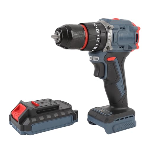 Luqeeg Kabelfreie Bohrer, 25 Torsionseinstellungen 1500 U/Min Elektrischer Stromverbotfahrer mit LED -Licht und Batterieanzeige für -Bohrungen für die Heimwartung (B) von Luqeeg