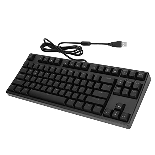 Luqeeg Mechanische Tastatur mit 87 Tasten, Kabelgebundene Gaming-Tastatur, Ergonomische Tastatur in Voller Größe mit Hintergrundbeleuchtung, Mehreren Beleuchtungsmodi, Blauem Schalter (Schwarz) von Luqeeg