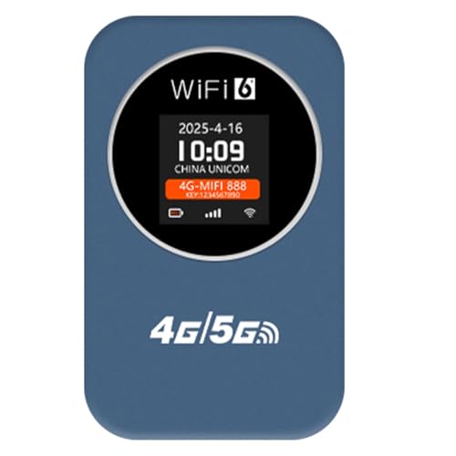 Luqeeg Mobiler 4G Hotspot, 3000 mAh Batterie, Entsperrtes WLAN 300 Mbit/s, Tragbarer WLAN Router, Unterstützt 10 Benutzer mit SIM Kartensteckplatz für Versammlungen und Reisen (Blue) von Luqeeg