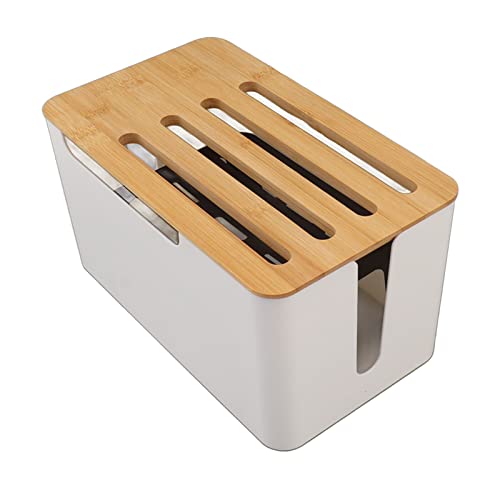 Luqeeg Router-Aufbewahrungsbox, Multi-Loch-Bit-Bambus-Abdeckungs-Home-Organizer, Mehrzweck für WLAN-Router, TV-Box, Medienübertragungsgeräte von Luqeeg