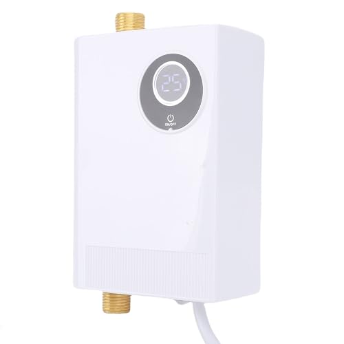 Luqeeg Tankless Warmwasserbereiter Mini Elektrisch Warmwasserbereiter Unter Waschbecken Warmwasserbereiter mit Messingeinlass IPX4 Wasserdichter LCD -Bildschirm für Küchenbad (B) von Luqeeg
