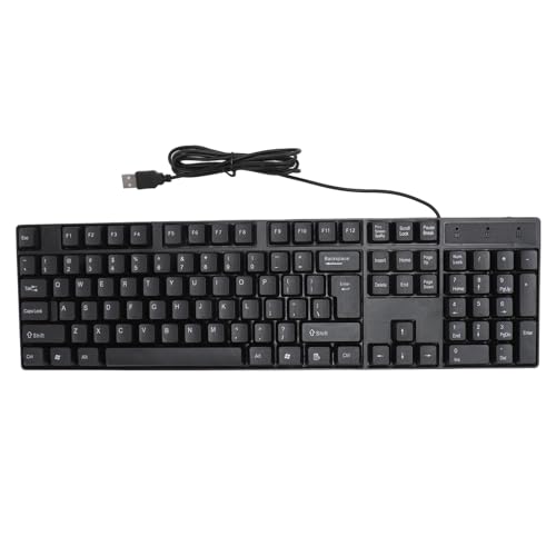 Luqeeg Tastatur mit 104 Tasten, Minderheitensprache, Ergonomisches Design, Kabelgebundene USB-Gaming-Tastatur mit Praktischem Anschluss, Langlebiges ABS-Material für (Englisch) von Luqeeg