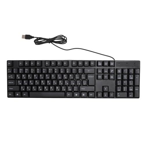 Luqeeg Tastatur mit 104 Tasten, Minderheitensprache, Ergonomisches Design, Kabelgebundene USB-Gaming-Tastatur mit Praktischem Anschluss, Langlebiges ABS-Material für (Russisch) von Luqeeg