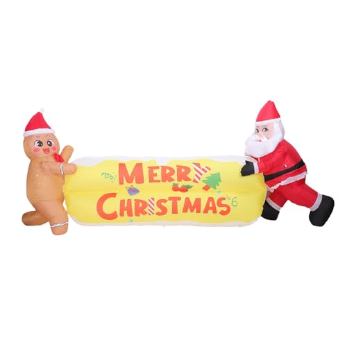 Luqeeg Weihnachtsdekorationen für Draußen, Aufblasbarer Lebkuchenmann, Weihnachtsmann Wetterfeste Leuchtende Farben Niedliche Aufblasbare Gartendekoration für Drinnen Draußen (B) von Luqeeg