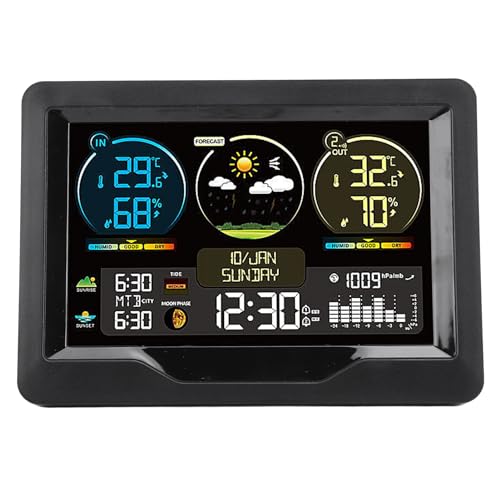 Luqeeg Wetterstationen Kabellos Indoor Outdoor, Farbdisplay Digitales Wettervorhersagethermometer mit Elektronischem Wecker Temperatur Luftfeuchtigkeit Luqeeg Wetterstationen Kabellos Indoor Outdoor, Farbdisplay Digitales Wettervorhersagethermometer mit Elektronischem Wecker Temperatur Luftfeuchtigkeit von Luqeeg