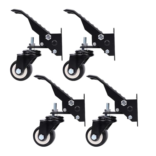 Luqeeg Workbench Casters Kit, 900 LBS Kapazität Rennbare Rollen mit PU Rollrädern, Absenkung und 360 Grad Rotation für die Arbeitskabine der Bank Table Cabinet Workbänken Angehoben von Luqeeg
