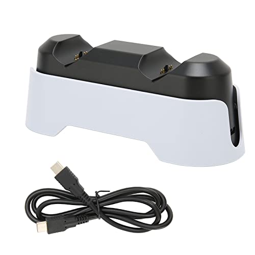 PS5-Controller-Ladestation, Schnellladestation für PS5 Dual Sense-Controller mit LED-Anzeigen, Dual-Ständer-Ladestation, 3-Stunden-Schnellladung, Weiß(Weiß) von Luqeeg