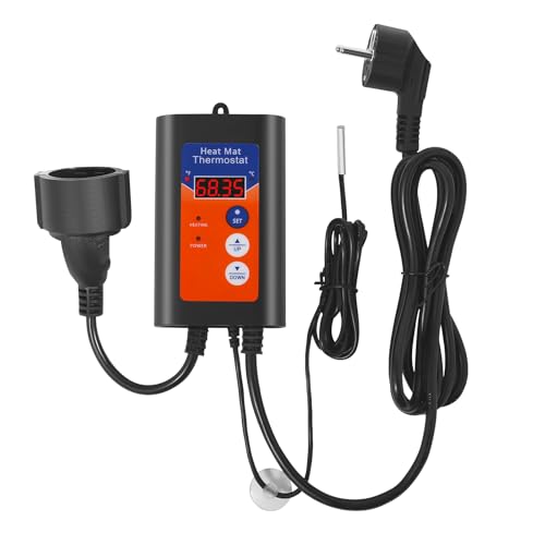 Digitaler Steckdosen-Thermostat Temperaturregler 230V -50° bis 99°C,Thermostat Steckdose für Gewächshausheizung & Frostwächter,Heizmatten Reptilien,LCD Sensor von Luqixcey