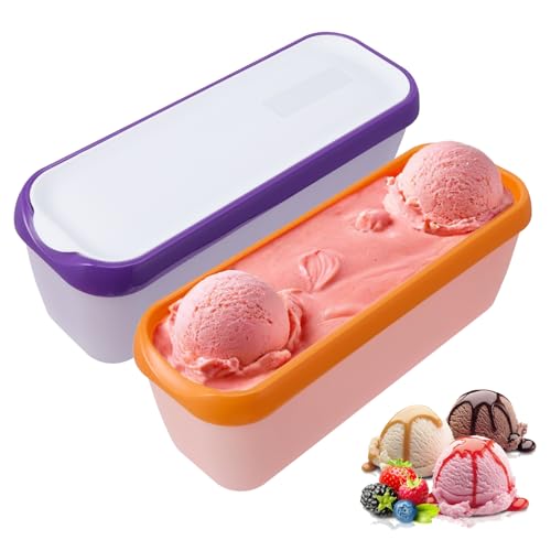 Eisbehälter für Speiseeis 2er-Set 1,5L Eis Aufbewahrungsbehälter Gefrierdosen Hausgemachte Eiscreme Behälter Mit Deckel, Stapelbare Wiederverwendbare Eis-Container für Fruchteis Joghurt Eiscreme von Luqixcey