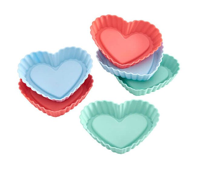 Mini-Herzförmchen 6er-Set FlexiForm Tortelette mehrfarbig von Lurch