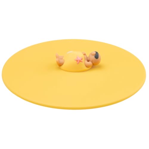 LURCH Mein Deckel Beach Friends Dave Dune – Einzigartige Silikondeckel für Gläser, BPA-frei, spülmaschinengeeignet, wiederverwendbar, Silikon, Gelb von Lurch