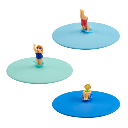 Lurch 210303 Mein Deckel Splash Girls 3er Set Glasabdeckungen aus Premium-Platin-Silikon Ø10,5cm, Blau von Lurch
