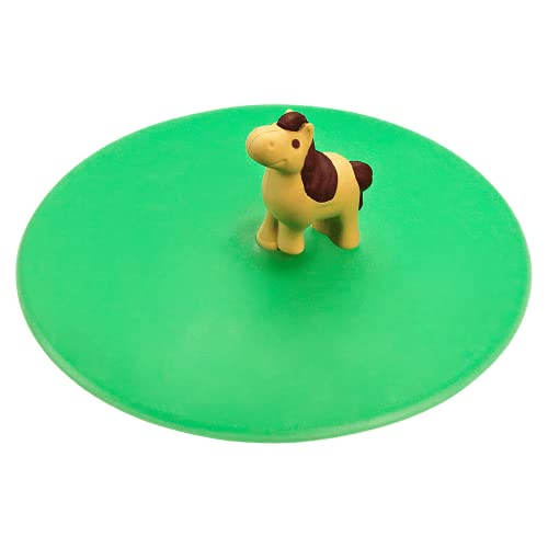 Lurch 210834 Mein Deckel Beach Hoftiere Pony, Glasabdeckung aus BPA-freiem Premium-Platin-Silikon, Ø 10,5cm, Grün von Lurch