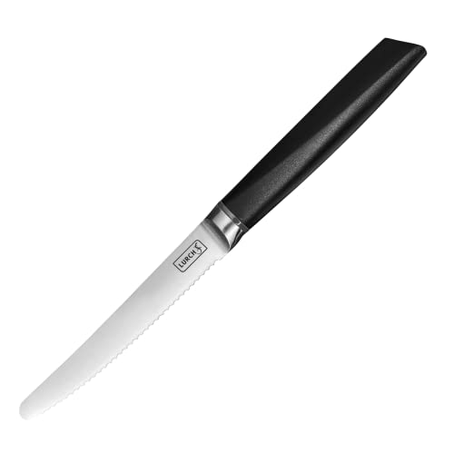 Lurch 230460 TANGO Tomaten-/Brötchen-/Frühstücksmesser mit 12,5cm Wellenschliffklinge aus korrisionsbeständigem 3CR14 Messerstahl, Schwarz, Edelstahl von Lurch