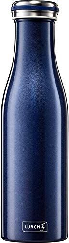 Lurch 240852 Isolierflasche/Thermoflasche für heiße und kalte Getränke aus doppelwandigem Edelstahl 0,5l, blau-metallic von Lurch