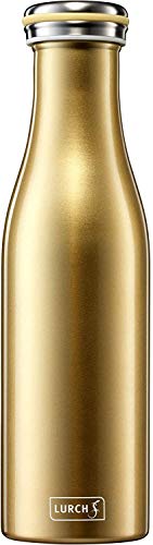 Lurch 240853 Isolierflasche/Thermoflasche für heiße und kalte Getränke aus doppelwandigem Edelstahl 0,5l, gold-metallic von Lurch