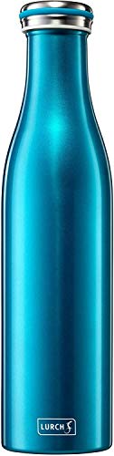 Lurch 240861 Isolierflasche/Thermoflasche für heiße und kalte Getränke aus doppelwandigem Edelstahl 0,75l,wasserblau von Lurch