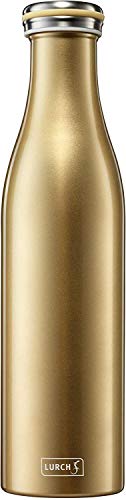Lurch 240863 Isolierflasche/Thermoflasche für heiße und kalte Getränke aus doppelwandigem Edelstahl 0,75l, gold-metallic von Lurch