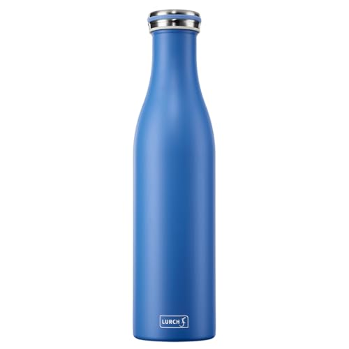 Lurch 240865 Isolierflasche/Thermoflasche für heiße und kalte Getränke aus doppelwandigem Edelstahl 0,75l, azur von Lurch