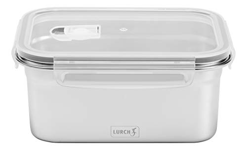 Lurch 240894 Lunchbox Safety/Aufbewahrungsbox aus hochwertigem Edelstahl mit BPA-freiem Kunststoffdeckel 1500ml von Lurch