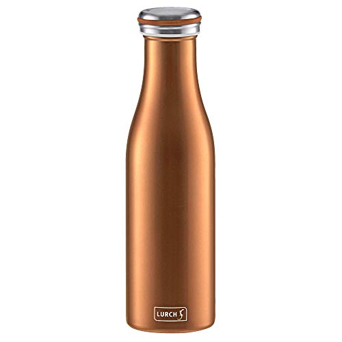 Lurch 240904 Isolierflasche / Thermoflasche für heiße und kalte Getränke aus doppelwandigem Edelstahl 0,5l, Bronze-metallic, 7.7 x 7.7 x 26.3 cm von Lurch